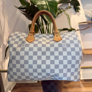 LOUIS VUITTON Speedy 30 Damier Azur Canvas Satchel