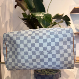 LOUIS VUITTON Speedy 30 Damier Azur Canvas Satchel