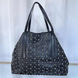 JIMMY CHOO Black Leather Star Pimlico Tote Bag