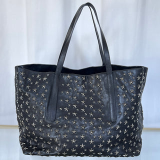 JIMMY CHOO Black Leather Star Pimlico Tote Bag