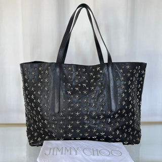 JIMMY CHOO Black Leather Star Pimlico Tote Bag