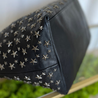 JIMMY CHOO Black Leather Star Pimlico Tote Bag