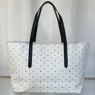 JIMMY CHOO White Leather Star Studded Tote Bag