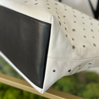 JIMMY CHOO White Leather Star Studded Tote Bag