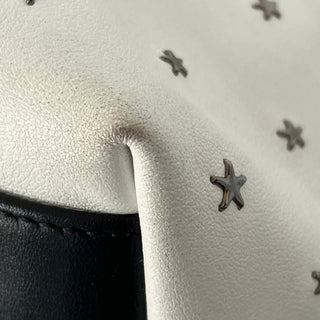 JIMMY CHOO White Leather Star Studded Tote Bag