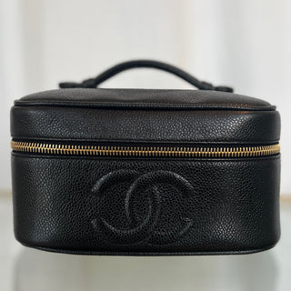 CHANEL Black Caviar Leather Vanity Cosmetic Case