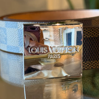 LOUIS VUITTON Damier Ebene Canvas LV Paris Buckle Belt