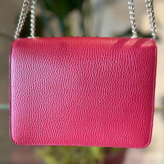 GUCCI Red Dollar Calfskin GG Interlocking Flap Small Shoulder Bag