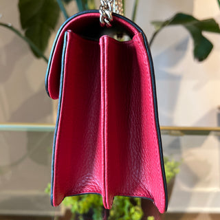 GUCCI Red Dollar Calfskin GG Interlocking Flap Small Shoulder Bag