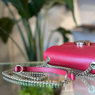 GUCCI Red Dollar Calfskin GG Interlocking Flap Small Shoulder Bag