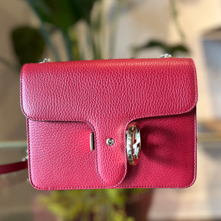 GUCCI Red Dollar Calfskin GG Interlocking Flap Small Shoulder Bag