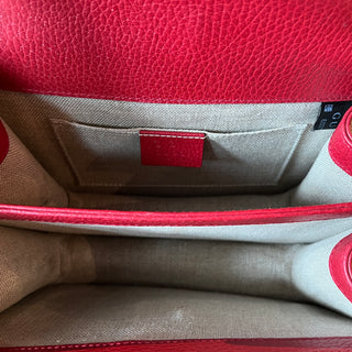 GUCCI Red Dollar Calfskin GG Interlocking Flap Small Shoulder Bag