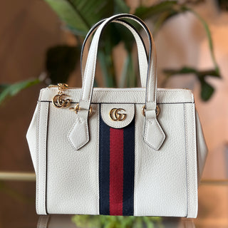 GUCCI Ophidia Top Handle Bag GG Supreme Canvas Web Stripe Bag