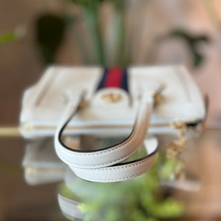 GUCCI Ophidia Top Handle Bag GG Supreme Canvas Web Stripe Bag