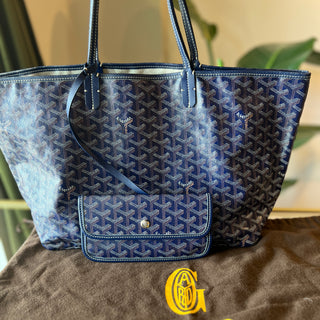 GOYARD Navy Blue Saint Louis PM Tote Bag