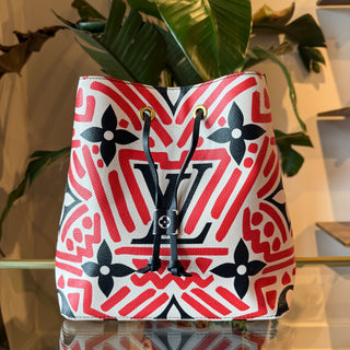 LOUIS VUITTON NoeNoe MM Red Giant Monogram Crafty Canvas Bucket Bag