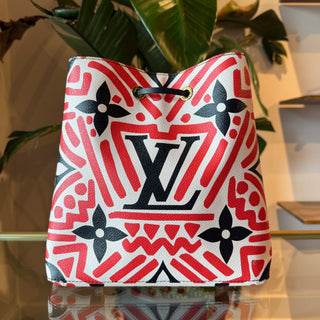 LOUIS VUITTON NoeNoe MM Red Giant Monogram Crafty Canvas Bucket Bag