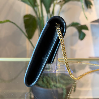 SAINT LAURENT Uptown Wallet on Chain Black Grain de Poudre Leather Bag