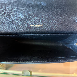 SAINT LAURENT Uptown Wallet on Chain Black Grain de Poudre Leather Bag