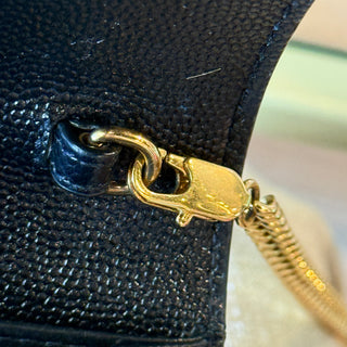 SAINT LAURENT Uptown Wallet on Chain Black Grain de Poudre Leather Bag