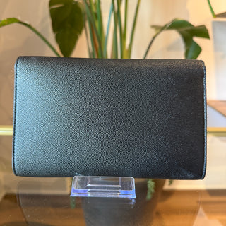 SAINT LAURENT Uptown Wallet on Chain Black Grain de Poudre Leather Bag