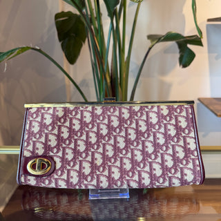 DIOR Trotter Frame Burgundy Oblique Canvas Clutch