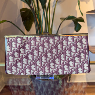 DIOR Trotter Frame Burgundy Oblique Canvas Clutch