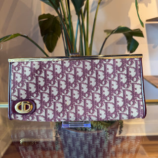 DIOR Trotter Frame Burgundy Oblique Canvas Clutch