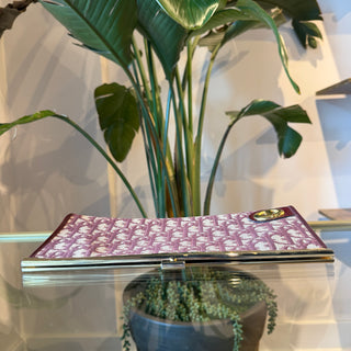 DIOR Trotter Frame Burgundy Oblique Canvas Clutch