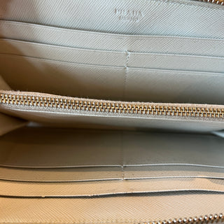 PRADA Continental Floral Appliqué Saffiano Leather Wallet