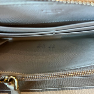 PRADA Continental Floral Appliqué Saffiano Leather Wallet