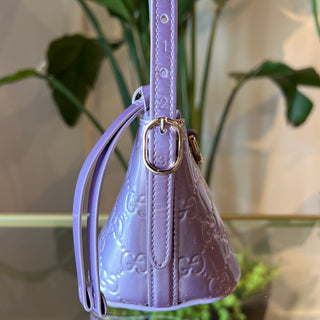 Gucci GG Emblem Lilac Patent Small Shoulder Bag