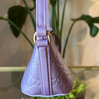 Gucci GG Emblem Lilac Patent Small Shoulder Bag