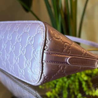 Gucci GG Emblem Lilac Patent Small Shoulder Bag