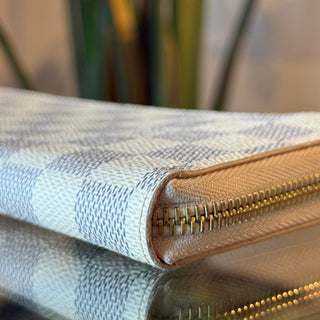 LOUIS VUITTON Clemence Damier Azur Rose Ballerina Canvas Wallet