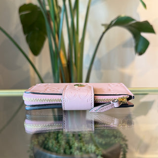 GUCCI GG Signature Pink Embossed Leather Bifold Wallet