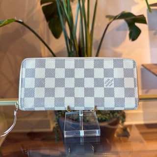LOUIS VUITTON Clemence Damier Azur Rose Ballerina Canvas Wallet