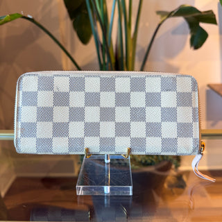 LOUIS VUITTON Clemence Damier Azur Rose Ballerina Canvas Wallet