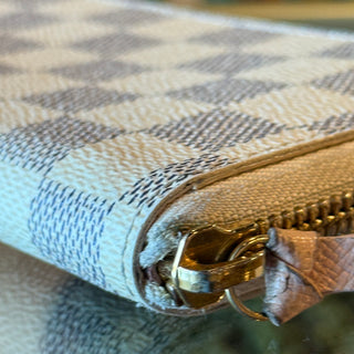 LOUIS VUITTON Clemence Damier Azur Rose Ballerina Canvas Wallet