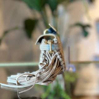 BALMAIN B-Buzz 19 Beige Suede Baguette Shoulder Bag