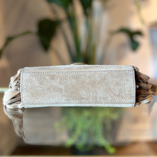 BALMAIN B-Buzz 19 Beige Suede Baguette Shoulder Bag