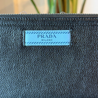 PRADA Glace Calf Leather Zip Around Wallet