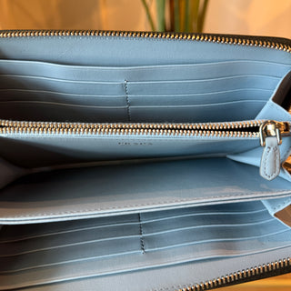 PRADA Glace Calf Leather Zip Around Wallet
