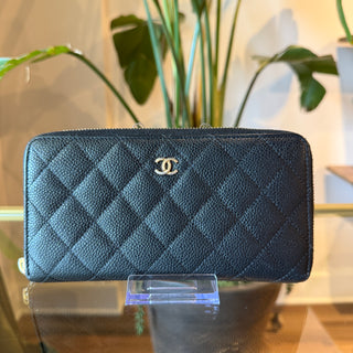 CHANEL Caviar Quilted Large Gusset Zip Around Wallet
