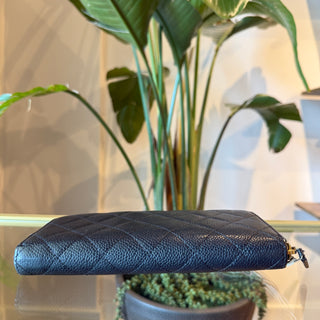 CHANEL Caviar Quilted Large Gusset Zip Around Wallet