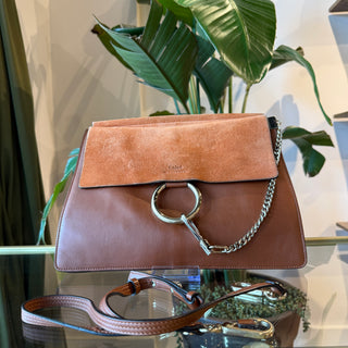 CHLOE Faye Suede and Leather Shoulder Bag Medium