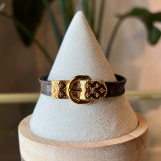 LOUIS VUITTON Fasten Your LV Brown Monogram Canvas Bracelet SZ19