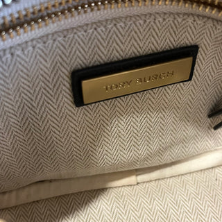 TORY BURCH Kira Black Leather Chevron Camera Crossbody Bag