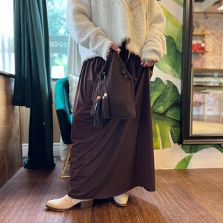 MIUMIU Brown Suede Tassel Handbag