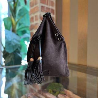 MIUMIU Brown Suede Tassel Handbag